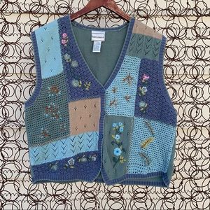patchwork crochet sweater vest